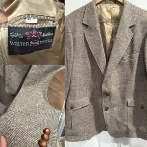 Vintage Tweed Wool Sport Coat Elbow Patch Classic Tailoring Leather Buttons